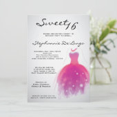 5x7 Roze Dress Sweet 16 Birthday Uitnodiging (Staand voorkant)
