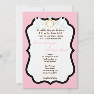 5x7 roze duif diamanten bruiloft uitnodiging
