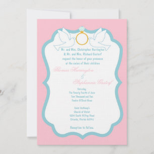 5x7 roze duif diamanten bruiloft uitnodiging