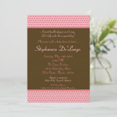 5x7 Roze en Bruin Polkadot Baby shower Uitnodiging (Staand voorkant)