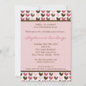 5x7 Roze en Bruine Vogel Verjaardag Uitnodiging (Voorkant)