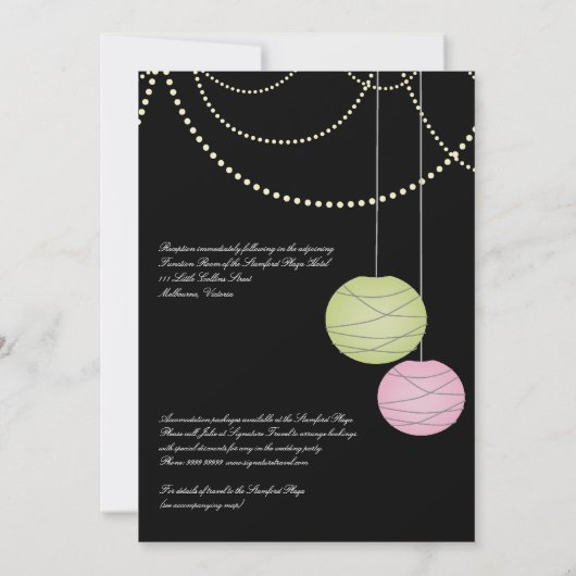 5x7 Roze en Groene Papierlampions Weddenschap uitn Kaart (Achterkant)