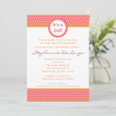 5x7 Roze en Oranje Polka Dot Baby shower Uitnodigi Kaart (Staand voorkant)