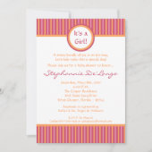 5x7 Roze en Oranje Striped Baby shower Invitation Kaart (Voorkant)