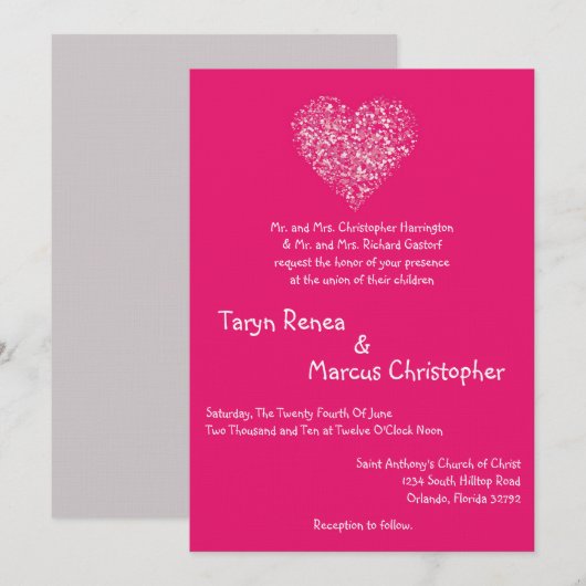 5x7 Roze Floral Petals Flower Weduwen Uitnodiging (Voorkant / Achterkant)