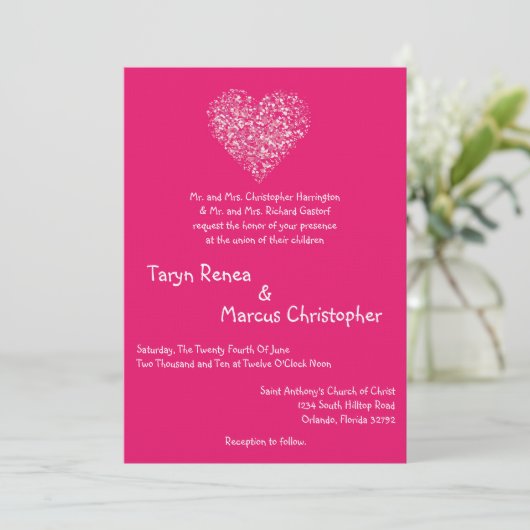 5x7 Roze Floral Petals Flower Weduwen Uitnodiging (Staand voorkant)