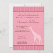 5x7 roze gestreepte Giraffe Baby shower Uitnodigin Kaart (Voorkant)