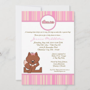 5x7 Roze Girl Woodland Fox Baby shower Uitnodiging