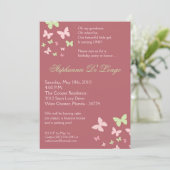 5x7 Roze Groene Butterfly Birthday Party Invitatio Kaart (Staand voorkant)
