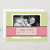 5x7 Roze Groene Foto Bewaar de Datum Aankondiging (Voorkant / Achterkant)