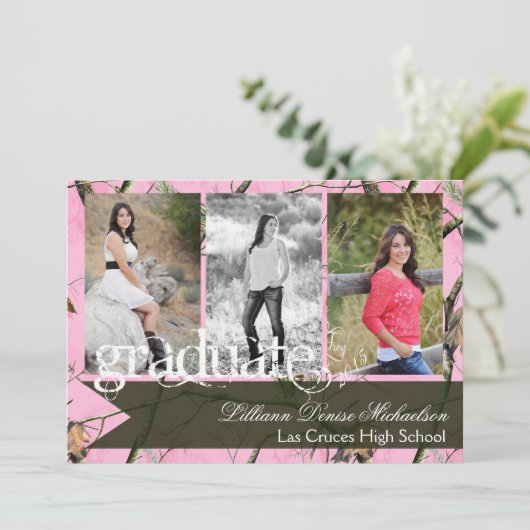 5x7 Roze Hunters Camo Camoufla Hogere Aankondiging (Staand voorkant)