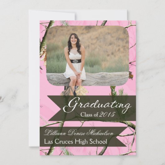 5x7 Roze Hunters Camo Camoufla Hogere Aankondiging (Voorkant)