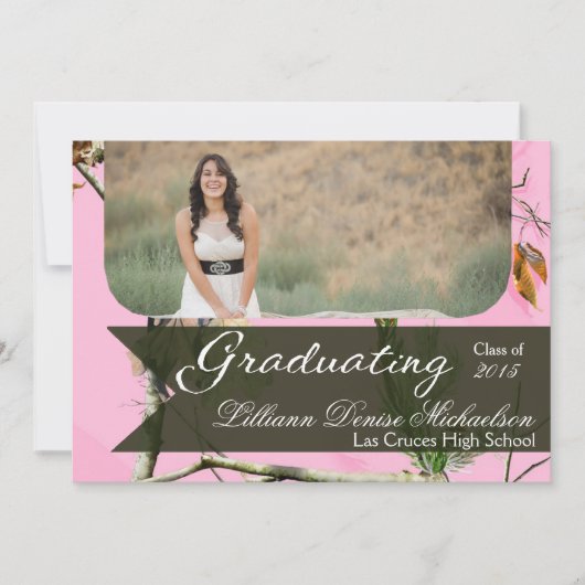 5x7 Roze Hunters Camo Camoufla Hogere Aankondiging (Voorkant)