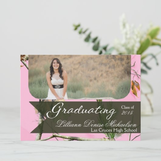 5x7 Roze Hunters Camo Camoufla Hogere Aankondiging (Staand voorkant)