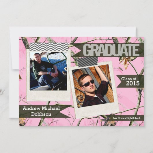 5x7 Roze Hunters Camo Camoufla Hogere Aankondiging (Voorkant)