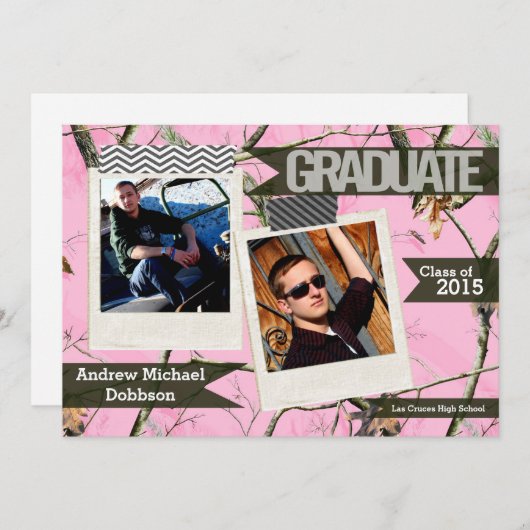 5x7 Roze Hunters Camo Camoufla Hogere Aankondiging (Voorkant / Achterkant)