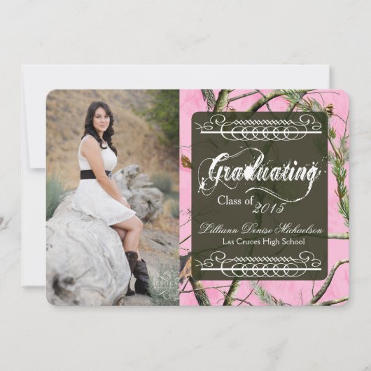 5x7 Roze Hunters Camo Camoufla Hogere Aankondiging (Voorkant)