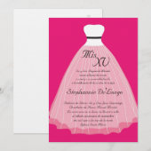 5x7 roze jurk Quinceanera Verjaardag Uitnodiging (Voorkant / Achterkant)