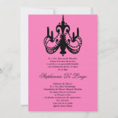 5x7 Roze Kroonluchter Quinceanera Party Uitnodigin Kaart (Voorkant)
