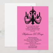 5x7 Roze Kroonluchter Quinceanera Party Uitnodigin Kaart (Voorkant / Achterkant)