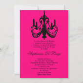 5x7 Roze Kroonluchter Quinceanera Party Uitnodigin Kaart (Voorkant)