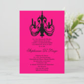 5x7 Roze Kroonluchter Quinceanera Party Uitnodigin Kaart (Staand voorkant)