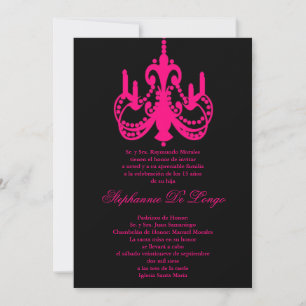 5x7 Roze Kroonluchter Quinceanera Party Uitnodigin Kaart