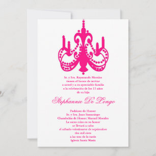 5x7 Roze Kroonluchter Quinceanera Party Uitnodigin Kaart