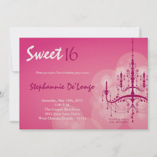 5x7 Roze Kroonluchter Sweet 16 Verjaardag Uitnodig Kaart