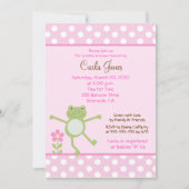 5x7 Roze Leap Frog Girl Baby shower Invitation Kaart (Voorkant)
