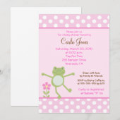 5x7 Roze Leap Frog Girl Baby shower Invitation Kaart (Voorkant / Achterkant)