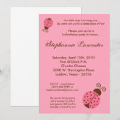 5x7 Roze lente-juffrouw Bug Birthday Party Uitnodi Kaart (Voorkant / Achterkant)