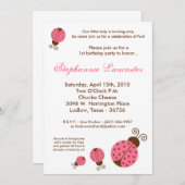 5x7 Roze lente-juffrouw Bug Birthday Party Uitnodi Kaart (Voorkant / Achterkant)