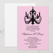 5x7 Roze Luchters Quinceanera Party Invitation Kaart (Voorkant / Achterkant)
