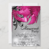 5x7 Roze Masquerade Sweet 16 Verjaardag Uitnodigin Kaart (Voorkant)
