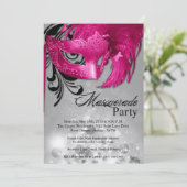 5x7 Roze Masquerade Sweet 16 Verjaardag Uitnodigin Kaart (Staand voorkant)