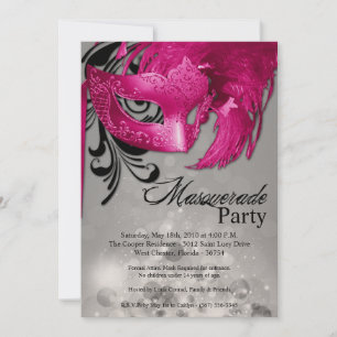5x7 Roze Masquerade Sweet 16 Verjaardag Uitnodigin Kaart