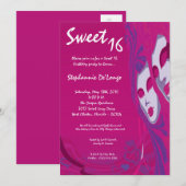 5x7 Roze Masquerade Sweet 16 Verjaardag Uitnodigin Kaart (Voorkant / Achterkant)