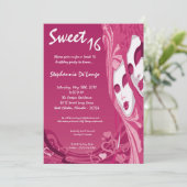 5x7 Roze Masquerade Sweet 16 Verjaardag Uitnodigin Kaart (Staand voorkant)
