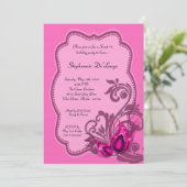 5x7 Roze Masquerade Sweet 16 Verjaardag Uitnodigin Kaart (Staand voorkant)