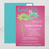 5x7 Roze Masquerade Sweet 16 Verjaardag Uitnodigin Kaart (Voorkant / Achterkant)