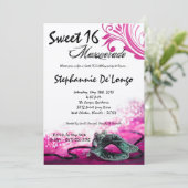 5x7 Roze Masquerade Sweet 16 Verjaardag Uitnodigin Kaart (Staand voorkant)