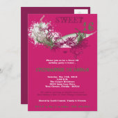 5x7 Roze Masquerade Sweet 16 Verjaardag Uitnodigin Kaart (Voorkant / Achterkant)
