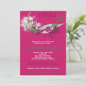 5x7 Roze Masquerade Sweet 16 Verjaardag Uitnodigin Kaart (Staand voorkant)