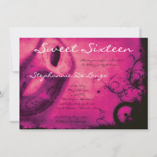 5x7 Roze Masquerade Sweet 16 Verjaardag Uitnodigin Kaart