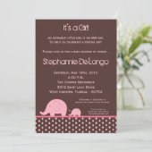 5x7 roze meisje mod olifant Baby shower uitnodigin Kaart (Staand voorkant)