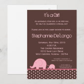 5x7 roze meisje mod olifant Baby shower uitnodigin Kaart (Voorkant / Achterkant)