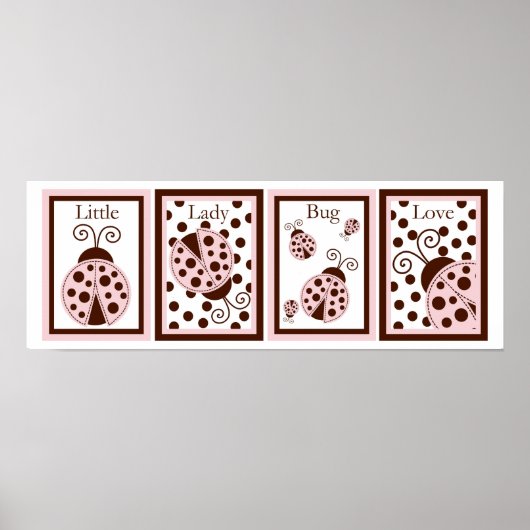 5x7 Roze Mod Lady Bug Insecte Baby Bedding Wall Ar Poster (Voorkant)