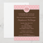 5x7 Roze Monogram Polka Dot Baby shower Uitnodigin Kaart (Voorkant / Achterkant)
