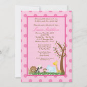 5x7 Roze Oerwoud Safari Baby shower Uitnodiging (Voorkant)